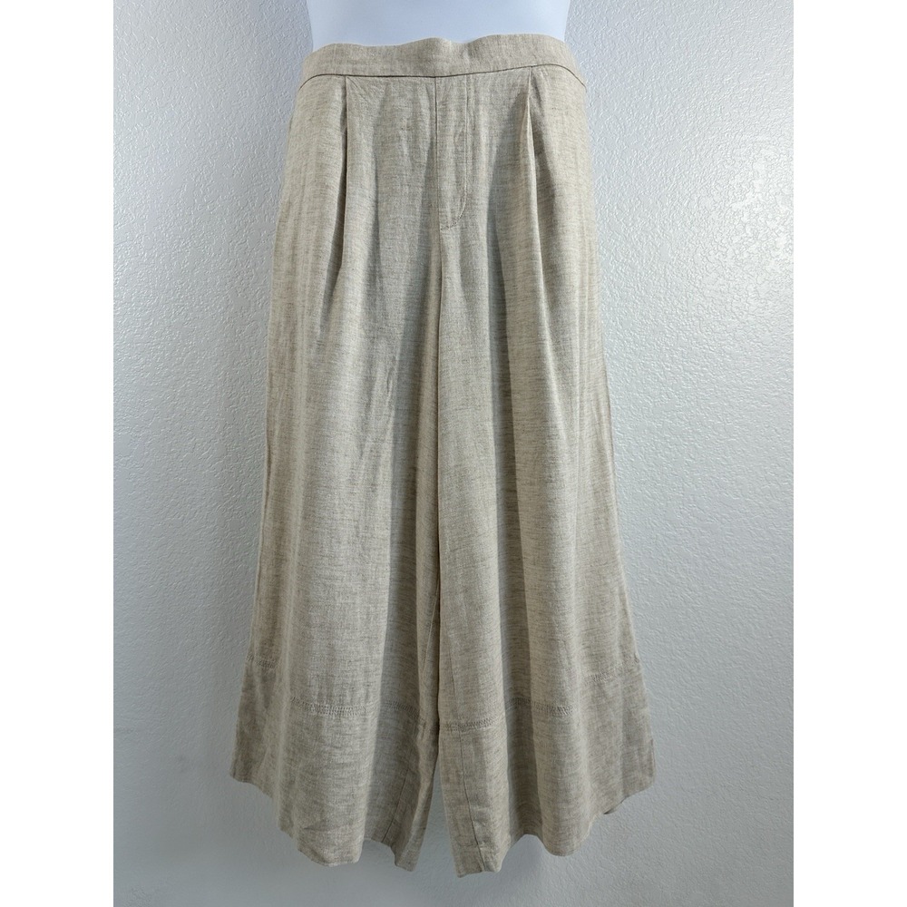 NWT Banana Republic Linen Blend Cropped Wide Leg Tan Casual Pants Sz: M